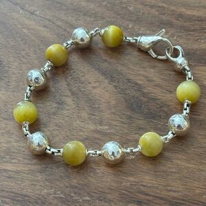 jAI John Hardy Tiger’s Eye sterling silver Hammered Bead bracelet.